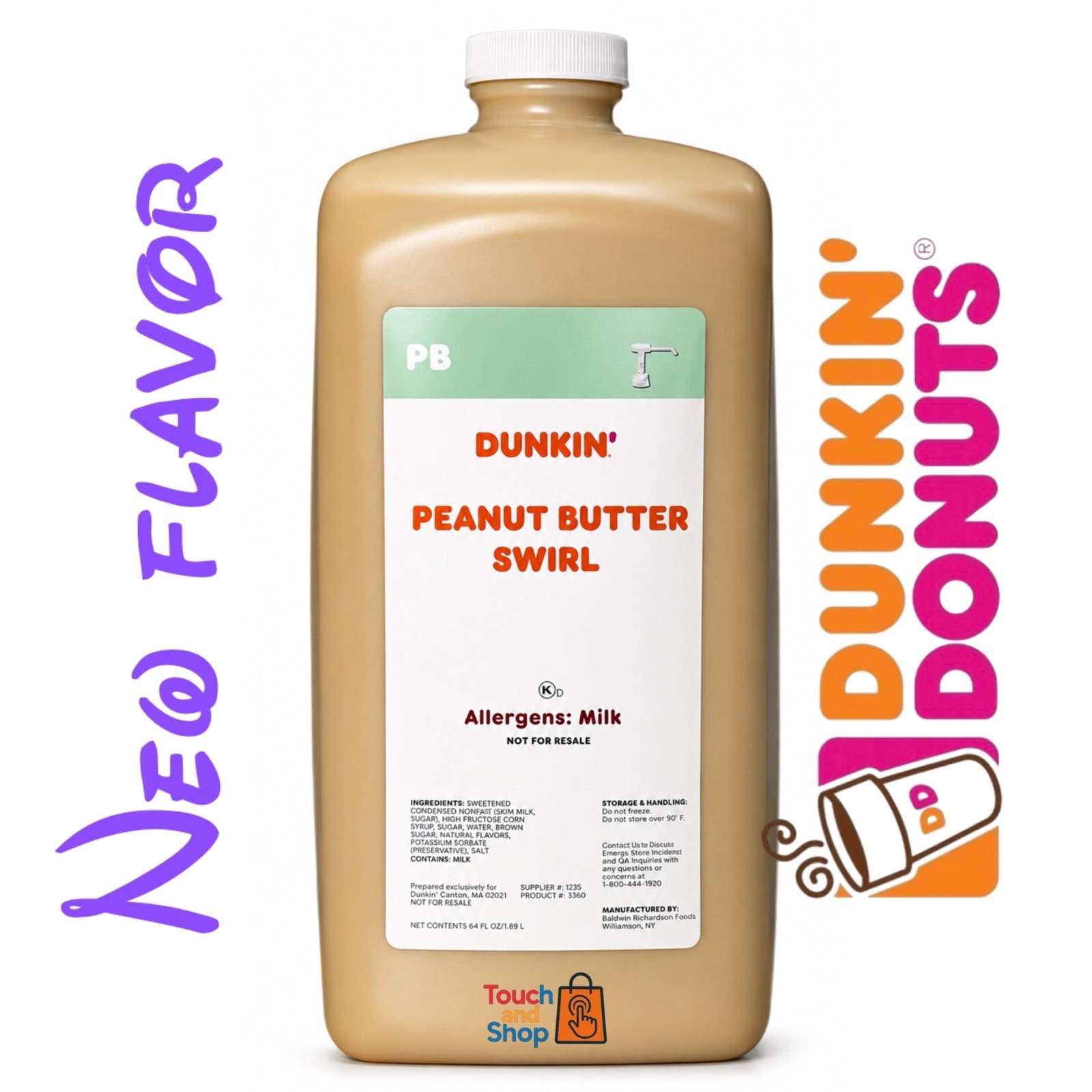 Dunkin Peanut Butter Swirl 64FL OZ NO Pump. BUY 2 GET 10 % DISCOUNT & 1 PUMP Dunkin Peanut Butter Swirl 64FL OZ NO Pump. BUY 2 GET 10 % DISCOUNT & 1 PUMP