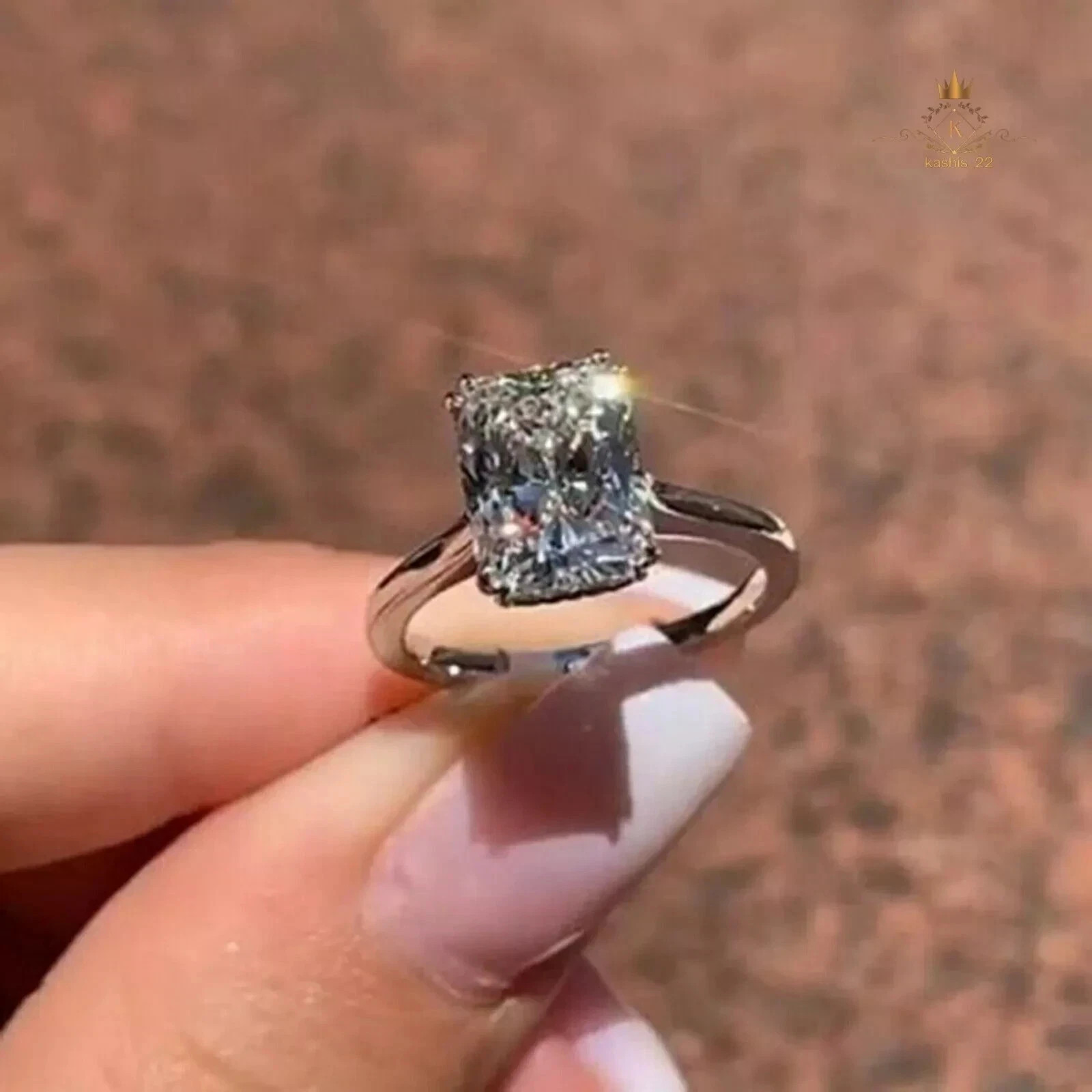 2 Carat Radiant Cut Solitaire Moissanite Engagement Ring Solid 14K White Gold