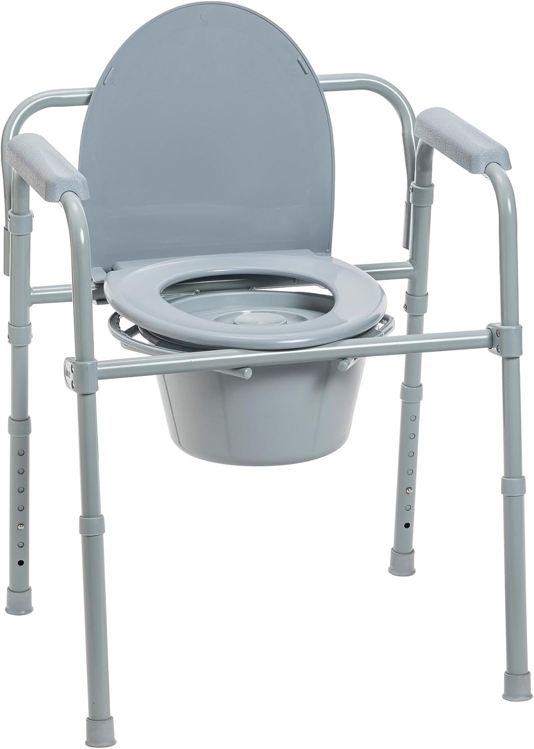 3in1 Adult Toilet Seat Potty Chair Folding Commode Bedside Portable Gray 350 Lbs