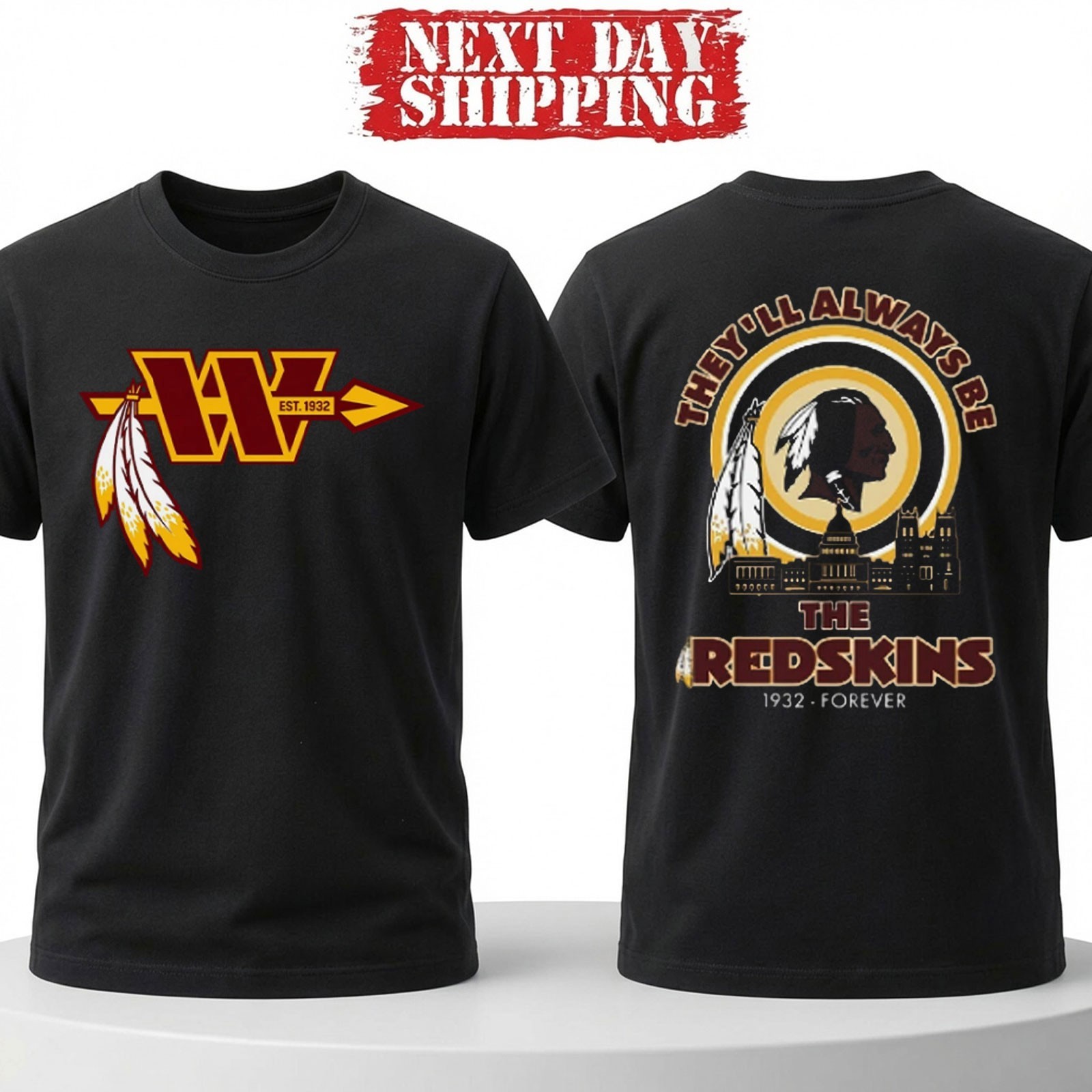 Washington Redskins Est 1932 Forever Football Fan T Shirt 2-Sided Tee