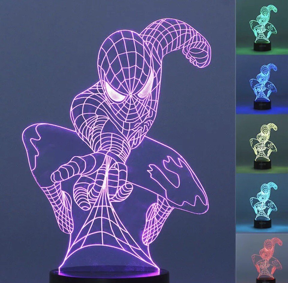 3D Super Hero Spider Man LED Night Light Illusion Table Desk Lamp Gift 7 Color 3D Super Hero Spider Man LED Night Light Illusion Table Desk Lamp Gift 7 Color