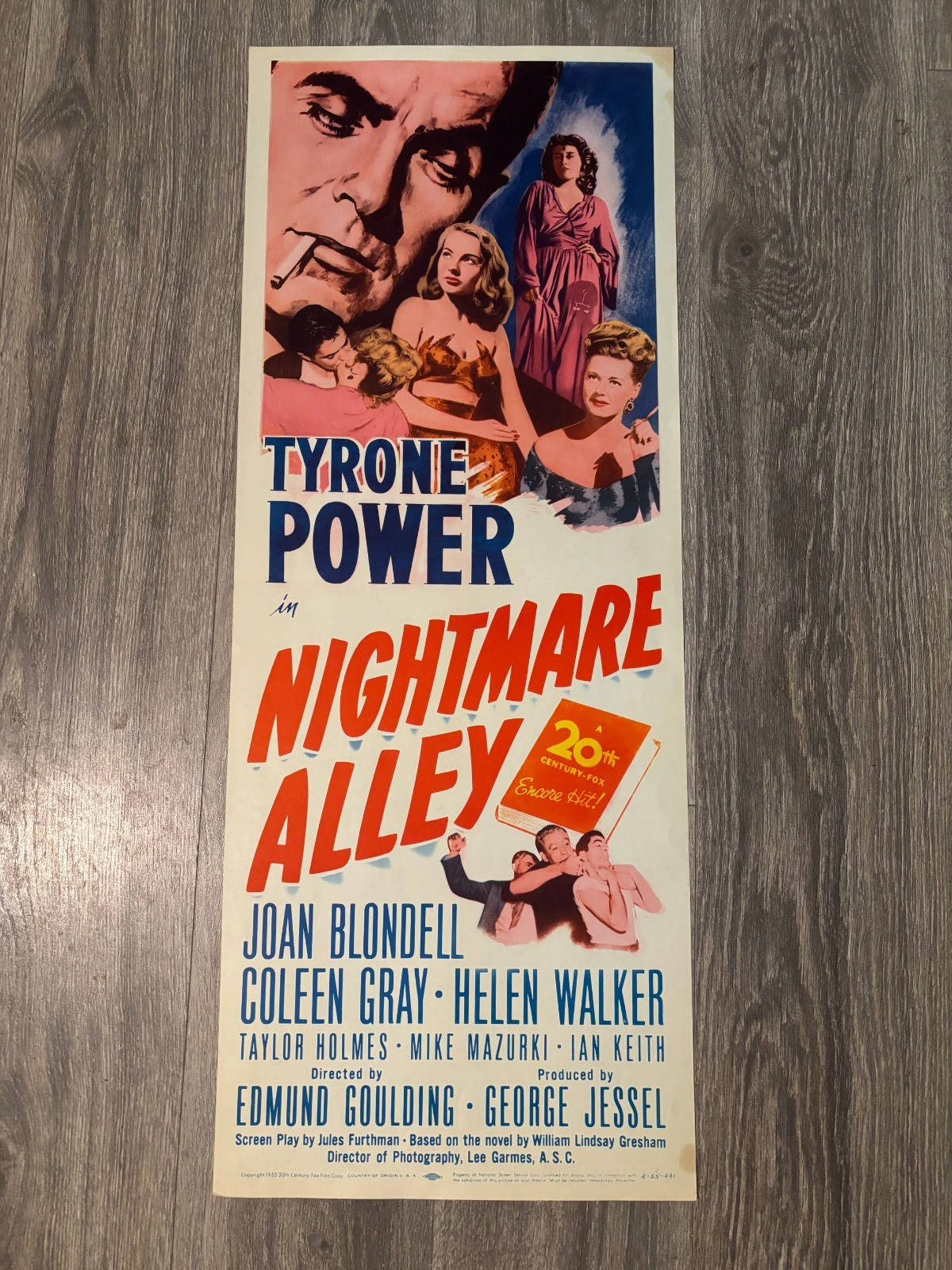 Nightmare Alley Rare Original R55 14/36 Insert Poster Tyrone Power Joan Blondell