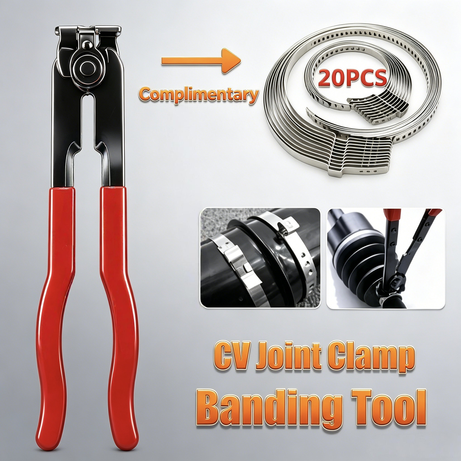 For Auto / ATV CV Joint Axle Boot Clamp Pliers Tool w/20 Crimp Bands Replace New