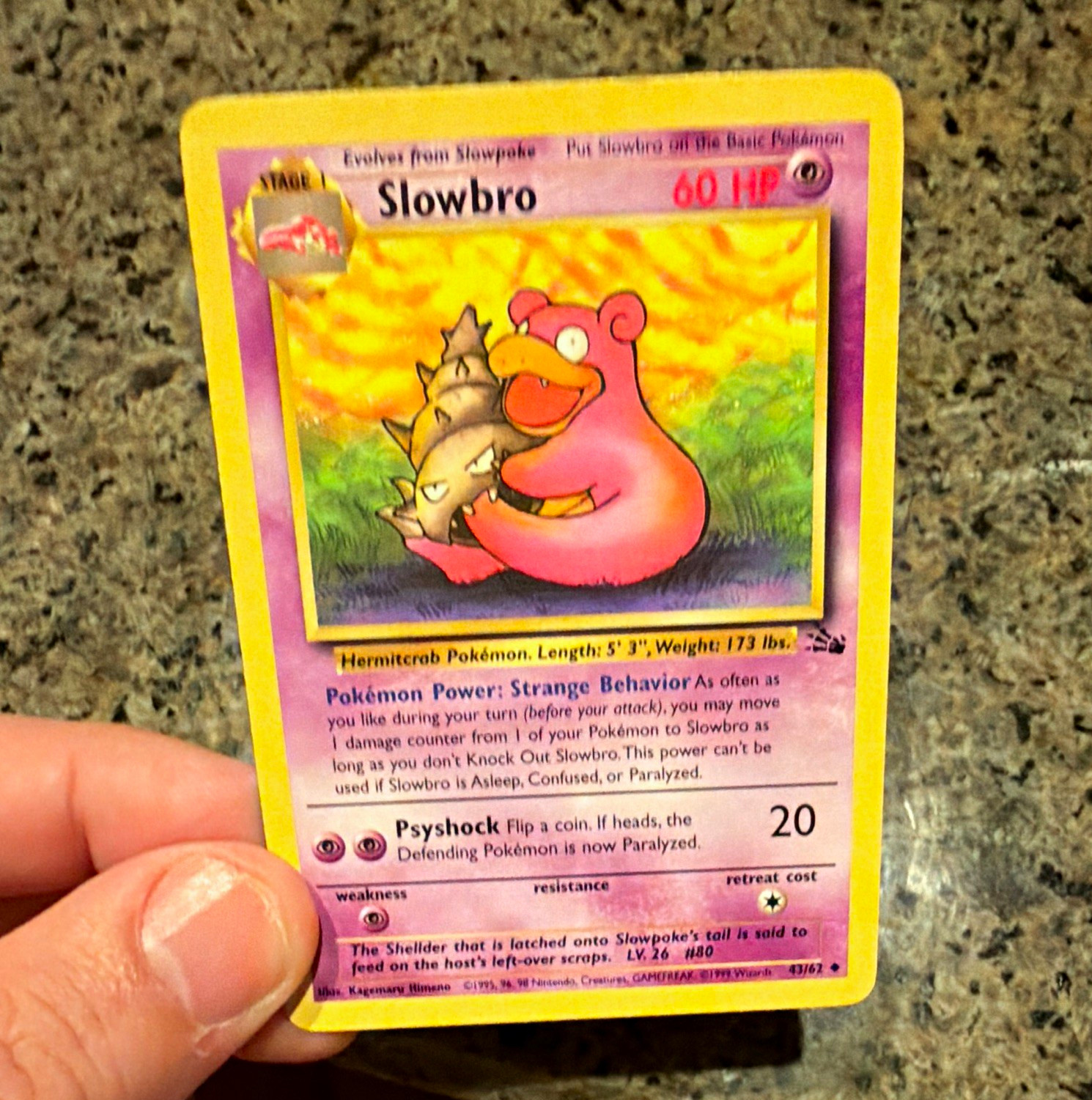 Wizards Pokemon Slowbro 43/62 Fossil Rare Holo Unlimited EN 1999 Wizards Pokemon Slowbro 43/62 Fossil Rare Holo Unlimited EN 1999
