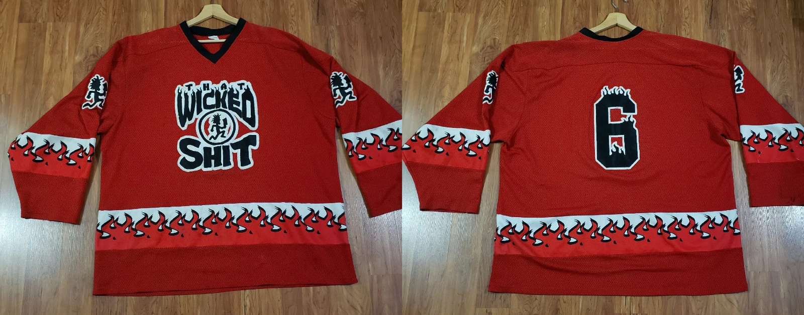 Vintage Insane Clown Posse Hatchetman fire Hockey Jersey US2215 Vintage Insane Clown Posse Hatchetman fire Hockey Jersey US2215