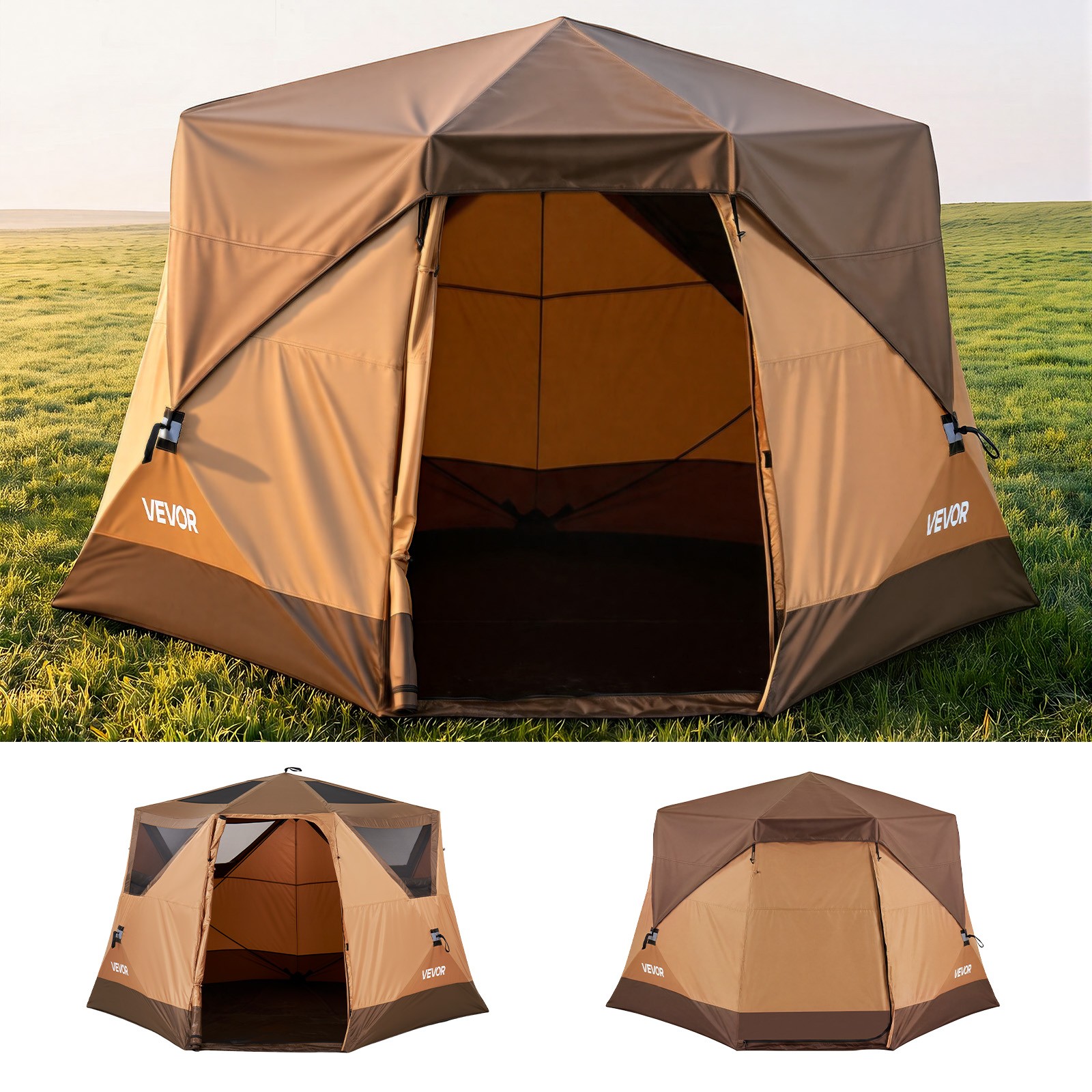 VEVOR Camping Tent 6 Person Instant Cabin Tent Large Family Pop Up Tent Rainfly