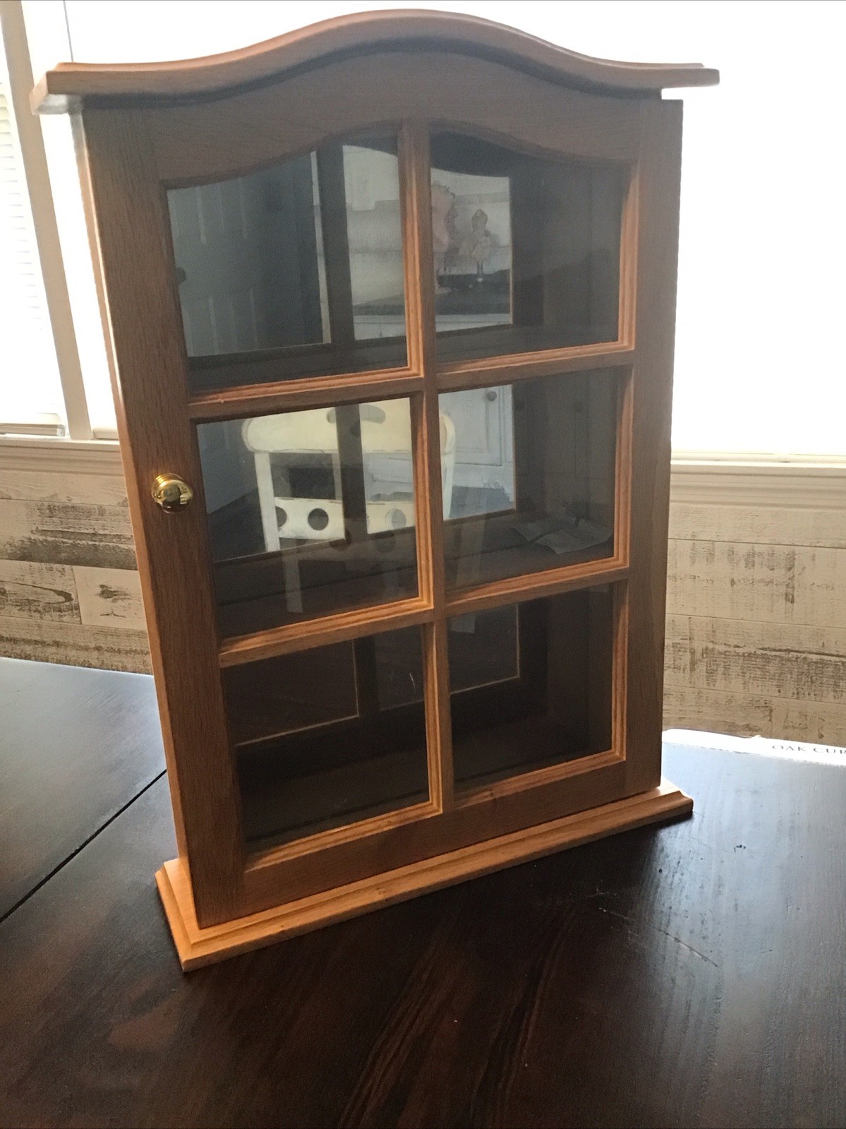 Vintage Rustic Wood Wall Curio Knick Knack Display Cabinet Shelf with Door. NIB Vintage Rustic Wood Wall Curio Knick Knack Display Cabinet Shelf with Door. NIB