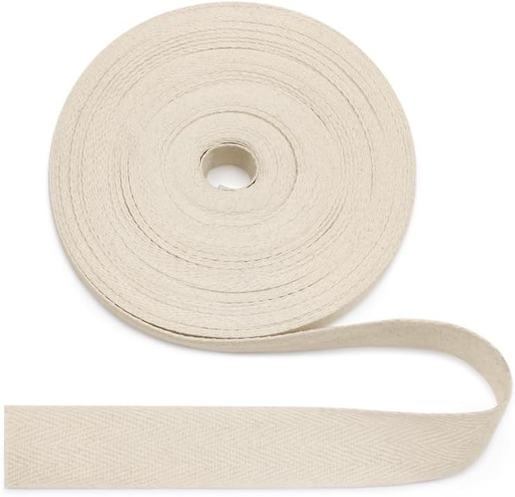 100% Natural Cotton Beige Twill Tape 10 Yards 1\'\' Herringbone Webbing