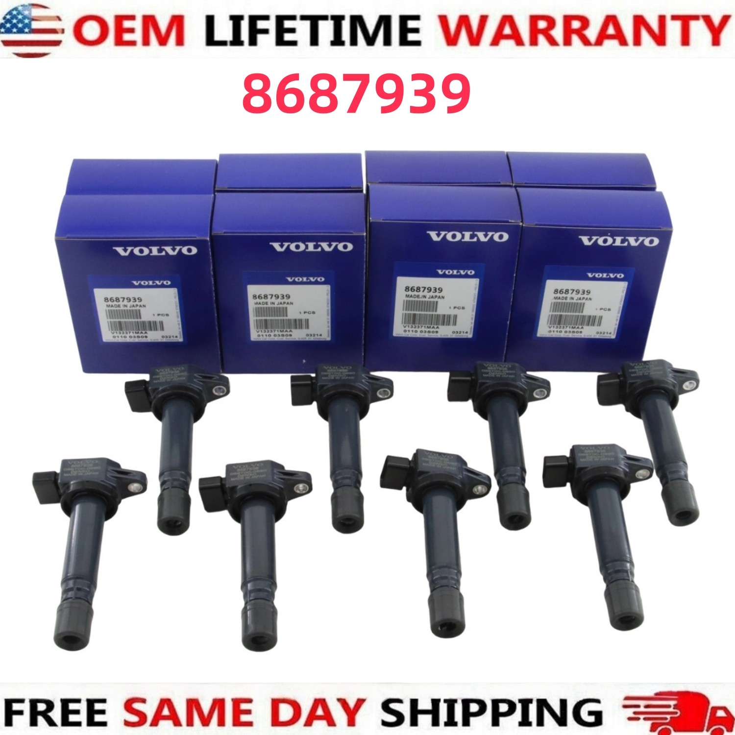 OEM Ignition Coil 8PCS for 2007-2010 Volvo S80 2005-2011 XC90 4.4L V8 8687939