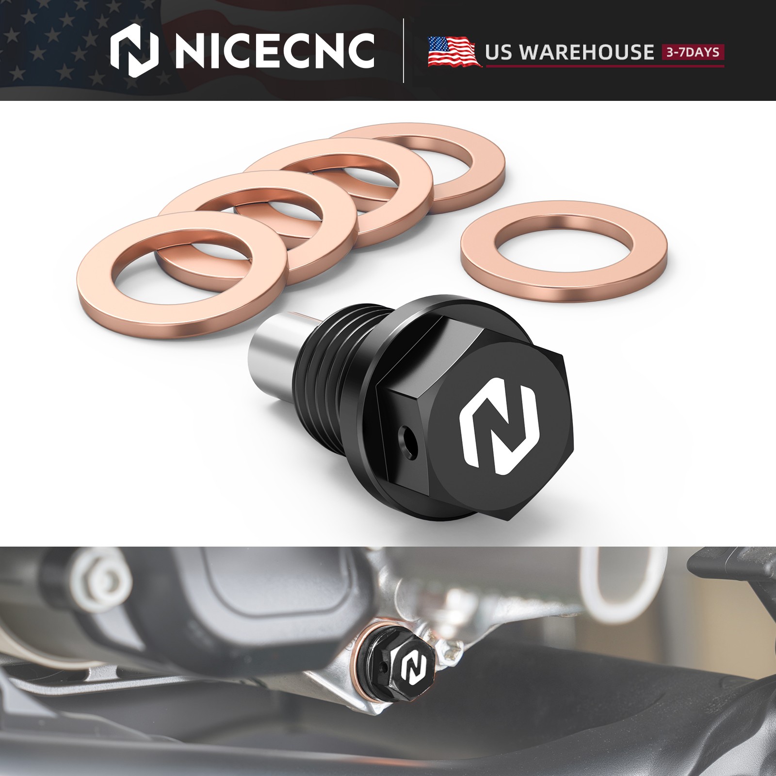 NICECNC Magnetic Oil Drain Plug Bolt For KTM 690 DUKE R Enduro SMC R 2008-2025