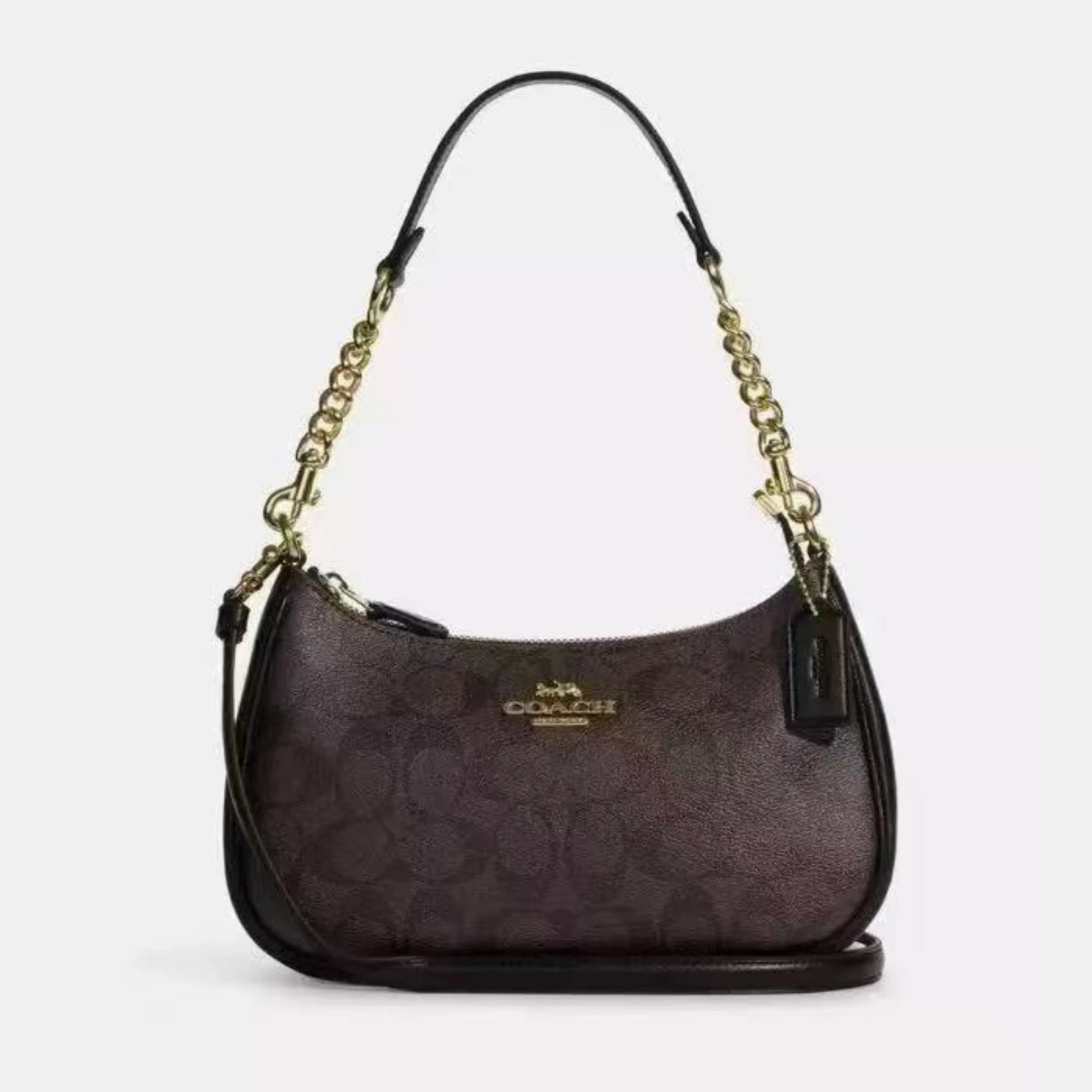 Coach CA548 Teri Shoulder Bag In Signature Canvas/Gold/Walnut/Black NEW