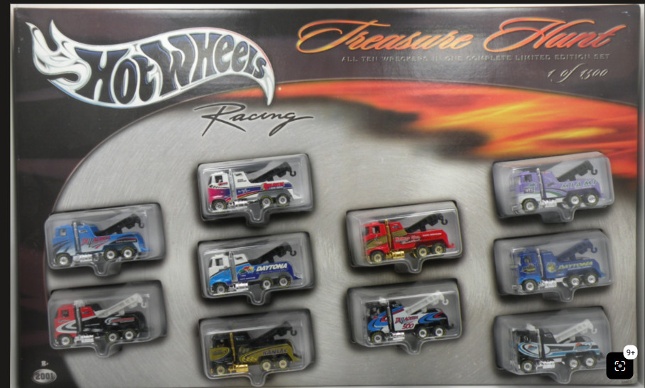 2001 HOT WHEELS TREASURE HUNT HW RACING NASCAR RIG WRECKER FACTORY SET 2001 HOT WHEELS TREASURE HUNT HW RACING NASCAR RIG WRECKER FACTORY SET