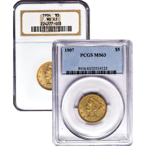 Pre-33 $5 Liberty Gold Half Eagle Coin MS63 (PCGS or NGC) Random Year
