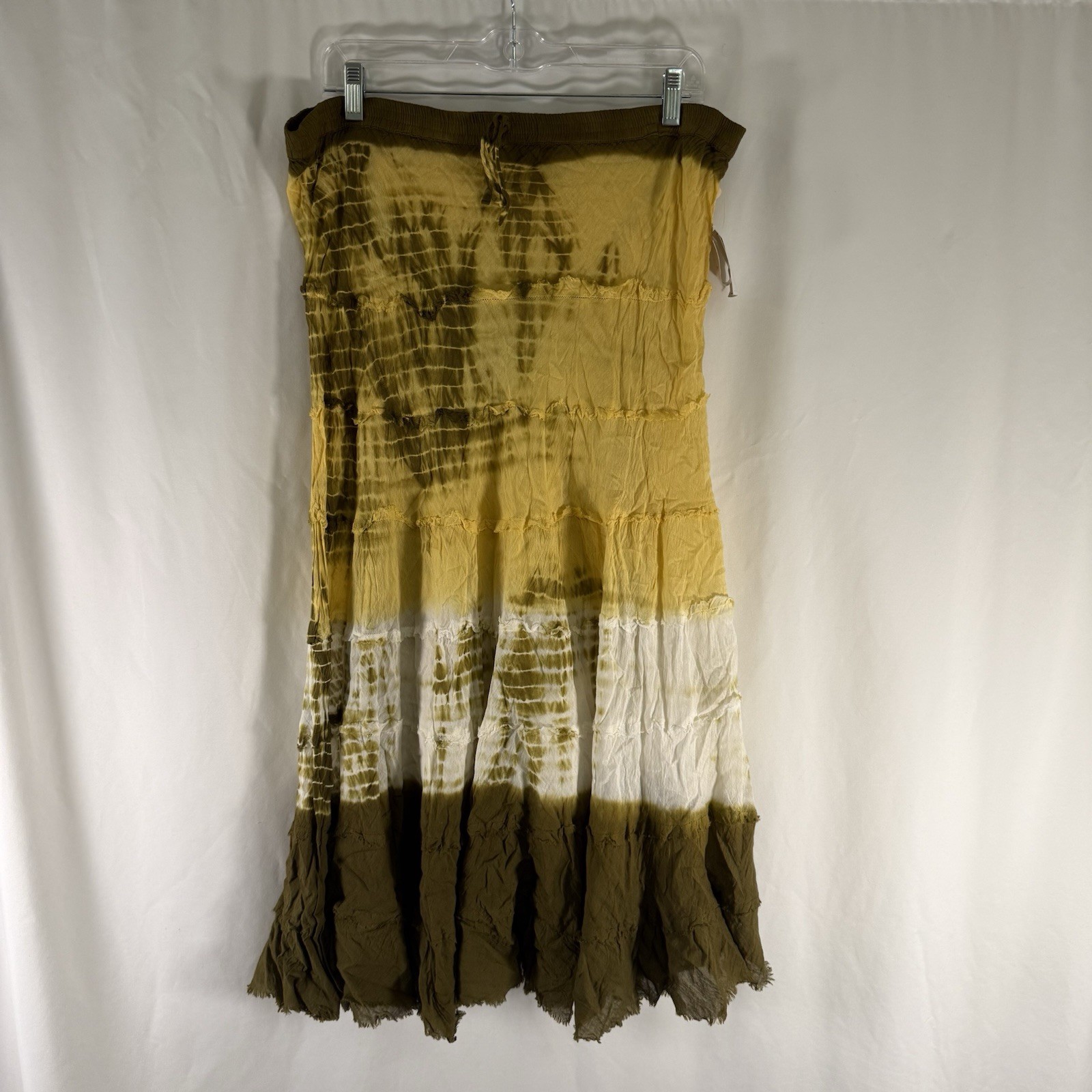 Metro Wear Midi Skirt Women\'s Large Yellow Green Cotton Lightweight Pull On Metro Wear Midi Skirt Women\'s Large Yellow Green Cotton Lightweight Pull On