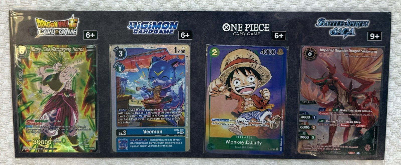 Sealed Gen Con 2023 Bandai 4 Card Promo Set DBZ OP Digimon BSS Sealed Gen Con 2023 Bandai 4 Card Promo Set DBZ OP Digimon BSS