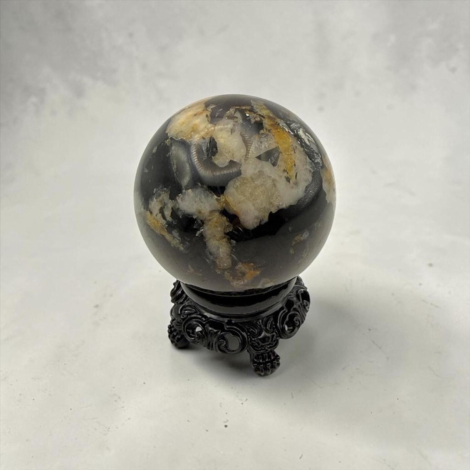 Indigo Gabbro Sphere, 52mm Polished Natural Crystal with Mystic Merlinite Indigo Gabbro Sphere, 52mm Polished Natural Crystal with Mystic Merlinite