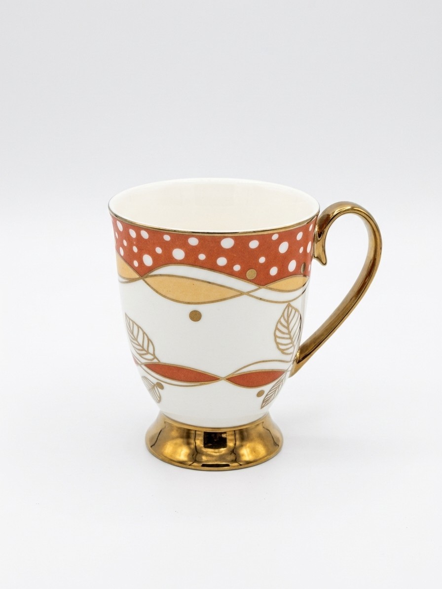Luxury Vintage Ceramic Mug - Gold Handle & Footed Base Tea Cup Elegance Luxury Vintage Ceramic Mug - Gold Handle & Footed Base Tea Cup Elegance