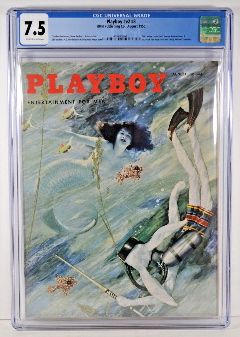 Playboy #v2 #8 HMH Pub. August 1955 Pat Lawler Centerfold CGC 7.5 CL43 Playboy #v2 #8 HMH Pub. August 1955 Pat Lawler Centerfold CGC 7.5 CL43