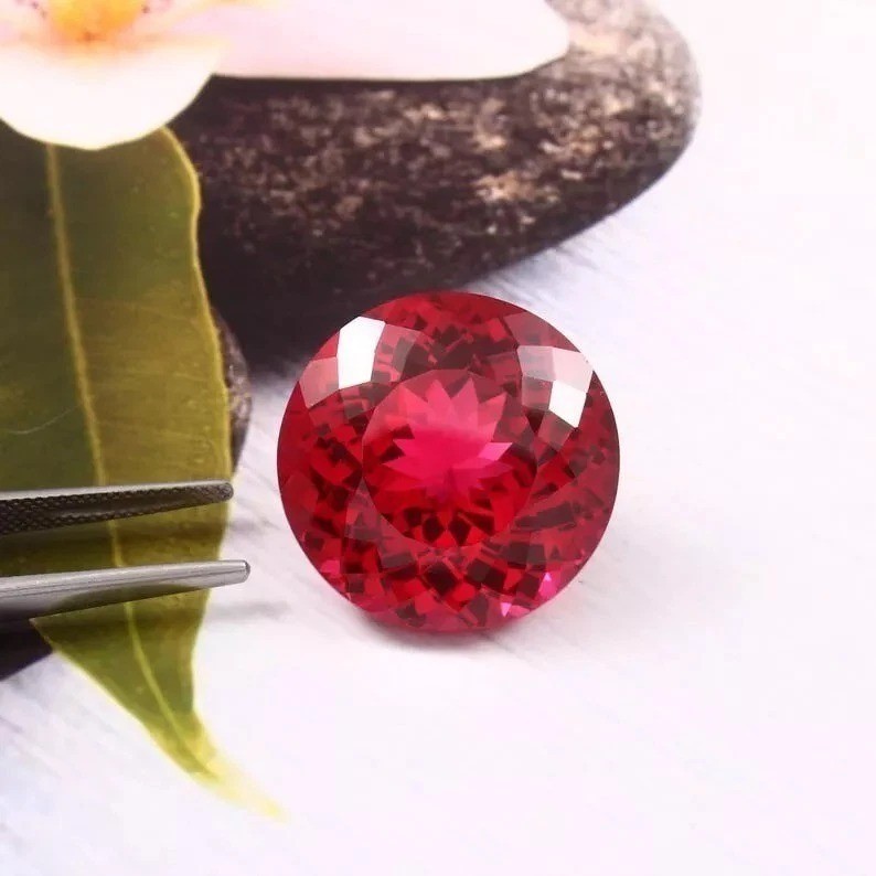 Natural AAA Flawless 9.25 Ct Blood Red Burma Ruby Loose Round Gemstone Cut