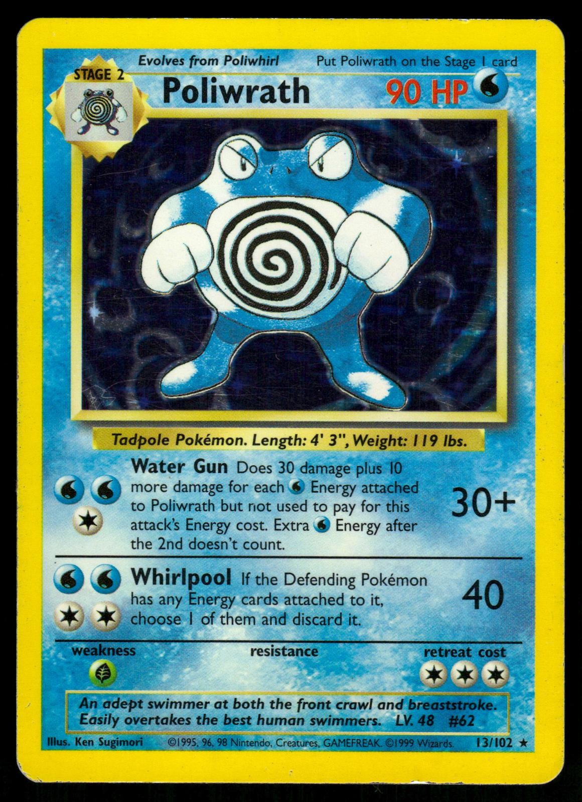 Poliwrath 13/102 Holo Rare Base Set Unlimited Pokemon LP