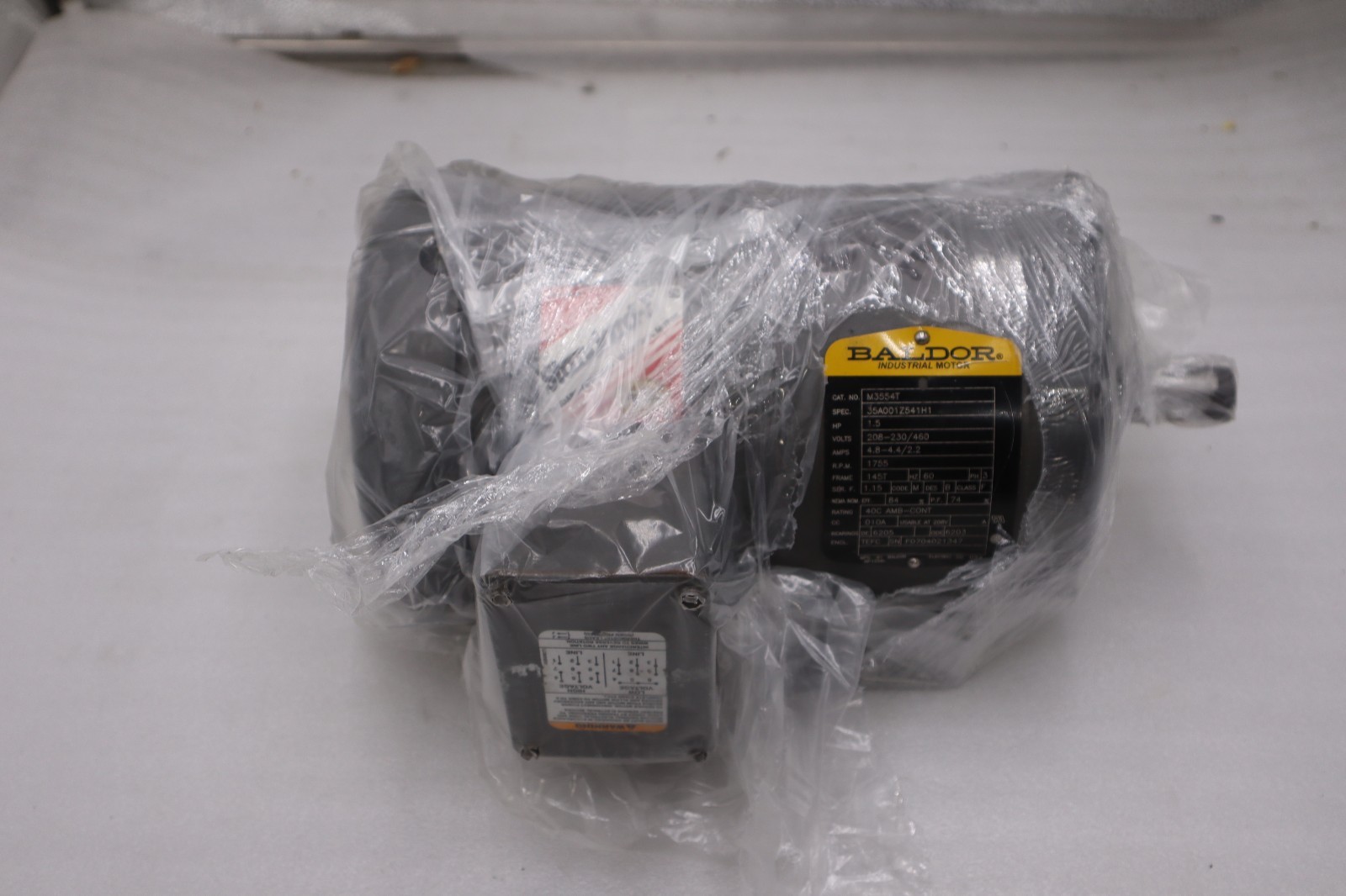 BALDOR M3554T 35A001Z541H1 208-230/460V 5.1-4.8/2.4A NEW UNIT STOCK HP-183 BALDOR M3554T 35A001Z541H1 208-230/460V 5.1-4.8/2.4A NEW UNIT STOCK HP-183