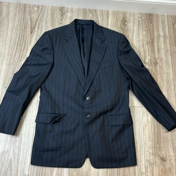 Hickey Freeman Loro Piano wool men blazer size 39 regular blue and white strip Hickey Freeman Loro Piano wool men blazer size 39 regular blue and white strip