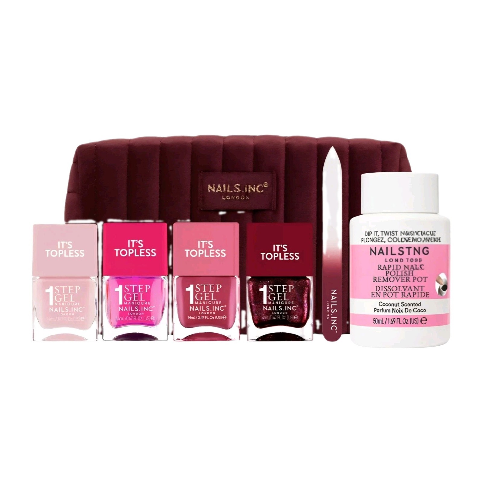 Nails.INC It\'s Topless 7-Piece Collection With Bag - 1 Step Gel  - $48 MSRP