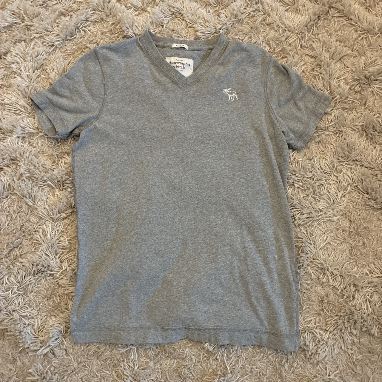 Y2K Abercrombie & Fitch Henley Short Sleeve Tee Muscle Shirt Small Athletic Gray