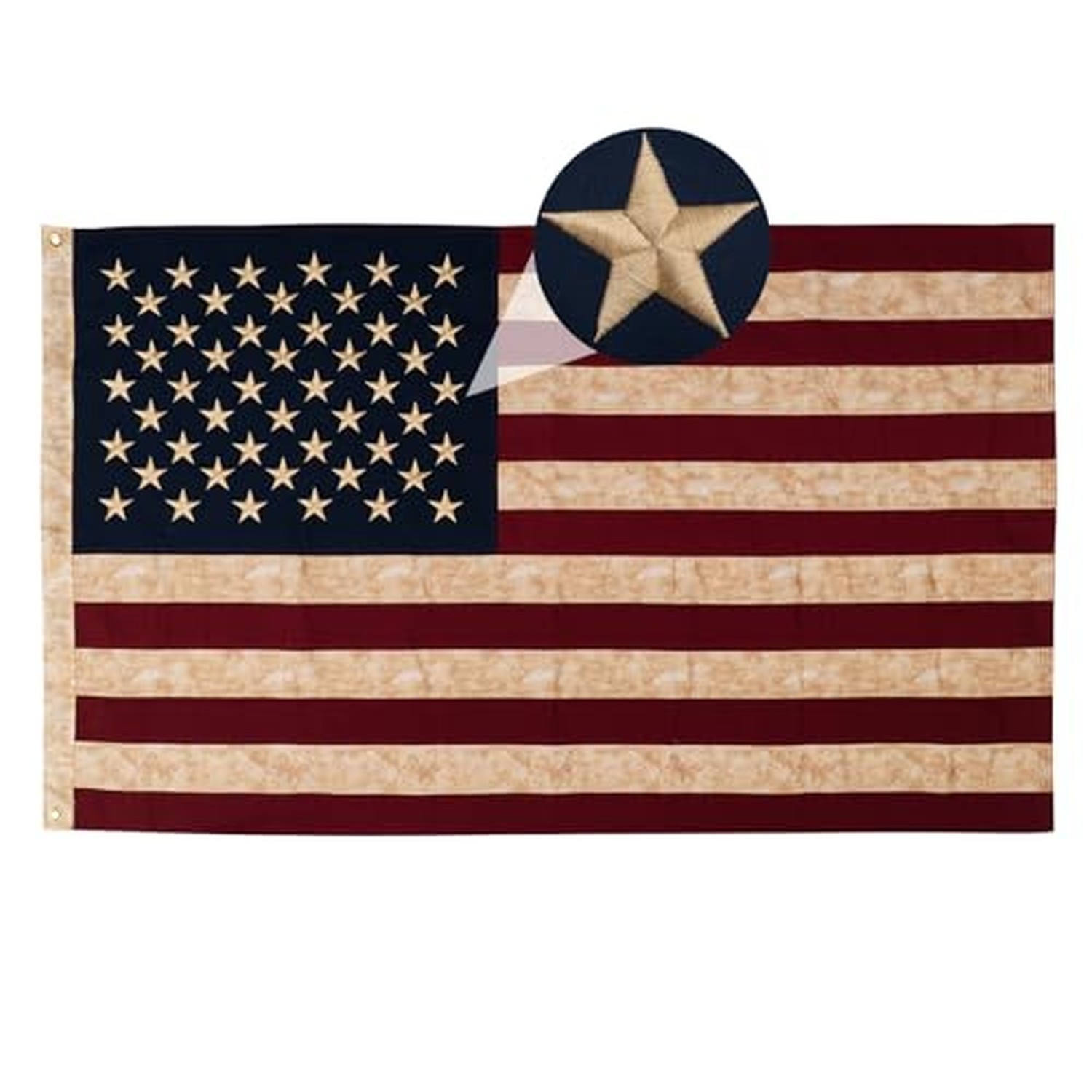 AMZFLAG Cotton Vintage American Flag 3x5 ft for Outside, Tea-Stained American... AMZFLAG Cotton Vintage American Flag 3x5 ft for Outside, Tea-Stained American...