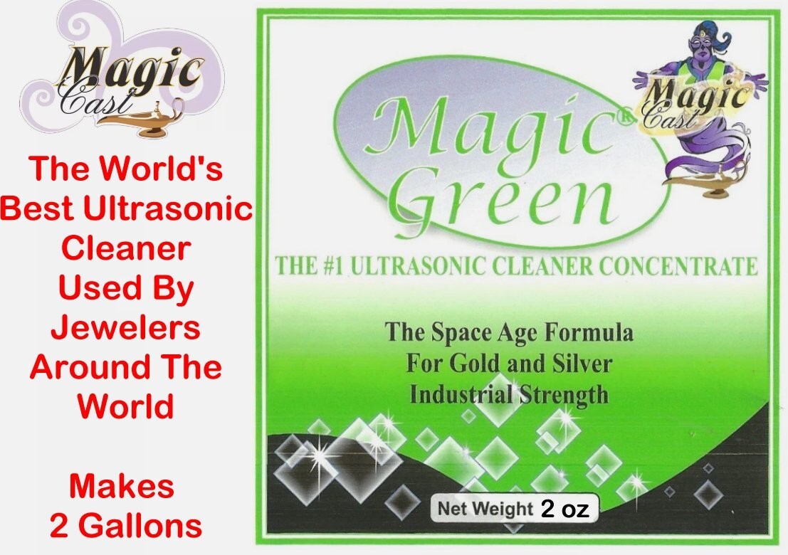 Magic Green Ultrasonic Jewelry Cleaner Solution Concentrate Soak Makes 2 Gallons