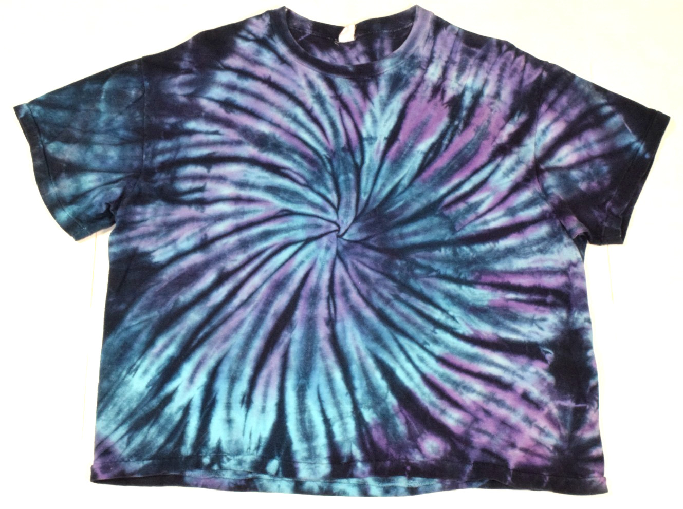Vintage 80s 90s Tie Dye Blue Psychedelic Spiral T-Shirt Single Stitch Mens M/L