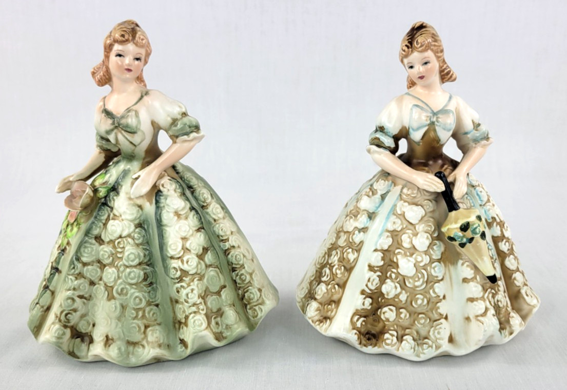 Vintage Lefton Colonial Girl Style Figurines 6 Vintage Lefton Colonial Girl Style Figurines 6