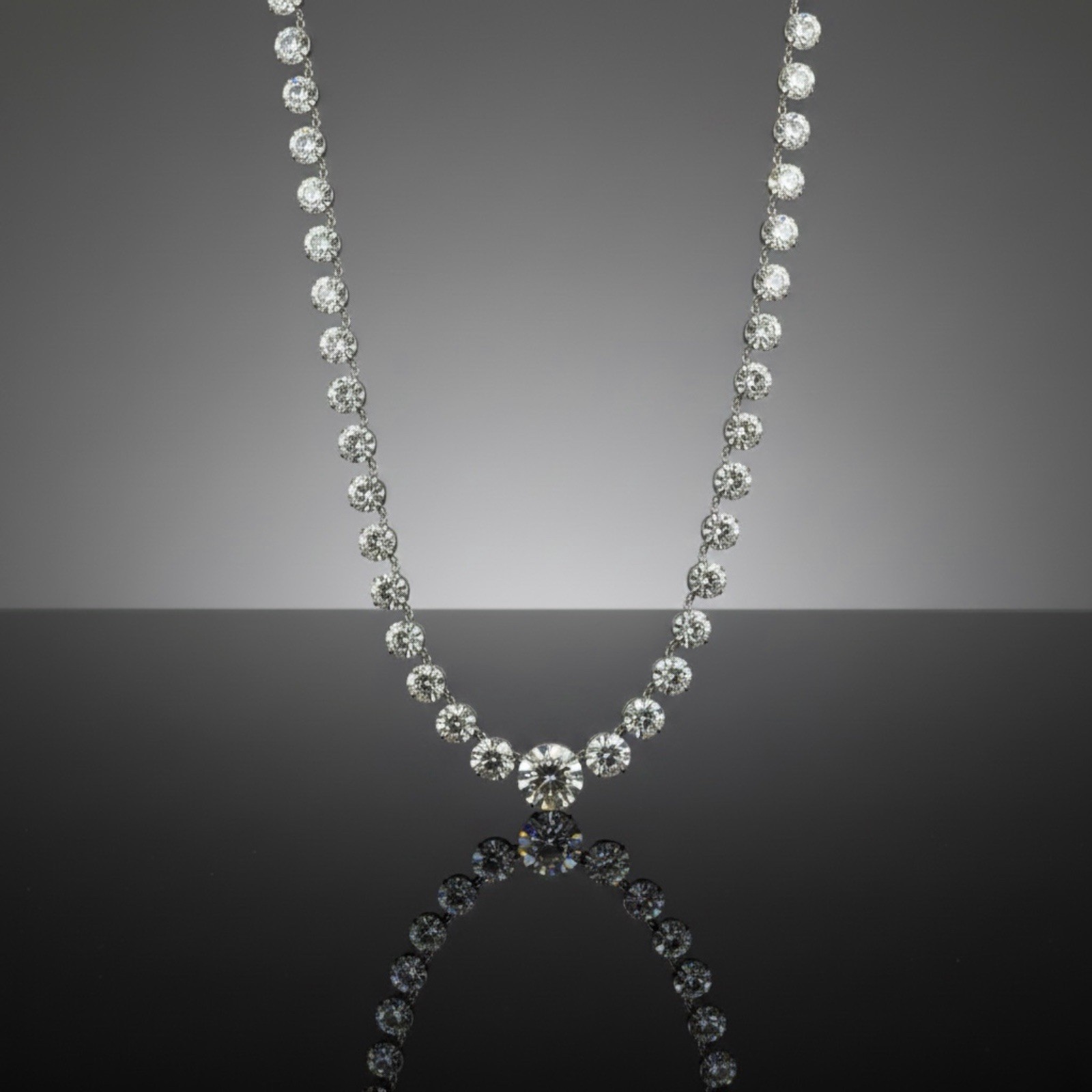 Edwardian/Art Deco Rivière Graduated Rock Crystal Necklace. 17” Bezel Set Quartz Edwardian/Art Deco Rivière Graduated Rock Crystal Necklace. 17” Bezel Set Quartz