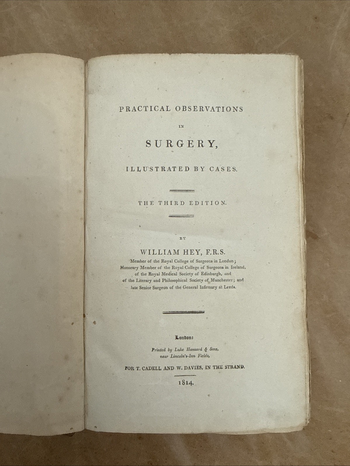 1814 Practical Observations In Surgery - William Hey. Illustrated Plates Antique