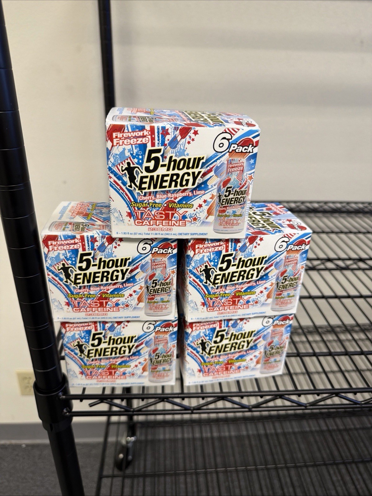 Lot of 5 - 5-Hour Energy Firework Frenzy Sugar Free 6 Per Pack Exp 3/28 (30) Lot of 5 - 5-Hour Energy Firework Frenzy Sugar Free 6 Per Pack Exp 3/28 (30)