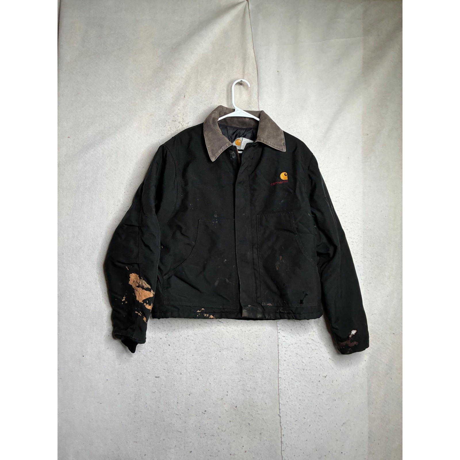 Vintage Carhartt Arctic Detroit Jacket Black Duck Canvas Paint Distressed 7658 Vintage Carhartt Arctic Detroit Jacket Black Duck Canvas Paint Distressed 7658