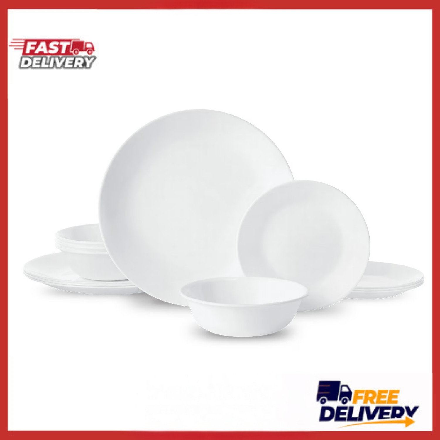 Corelle Winter Frost White 12 Piece Dinnerware Set Service for 4 Plates