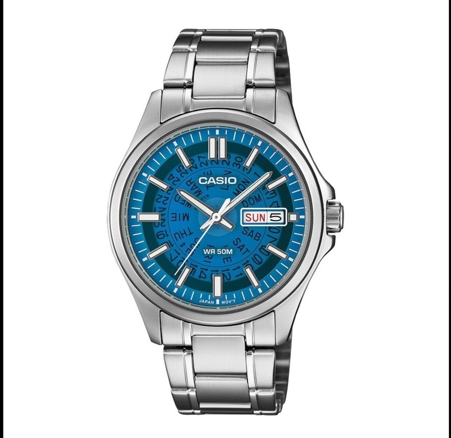Casio MTP-E740-2A2V Men’s Blue Dial Day Date Stainless Steel Watch New Casio MTP-E740-2A2V Men’s Blue Dial Day Date Stainless Steel Watch New