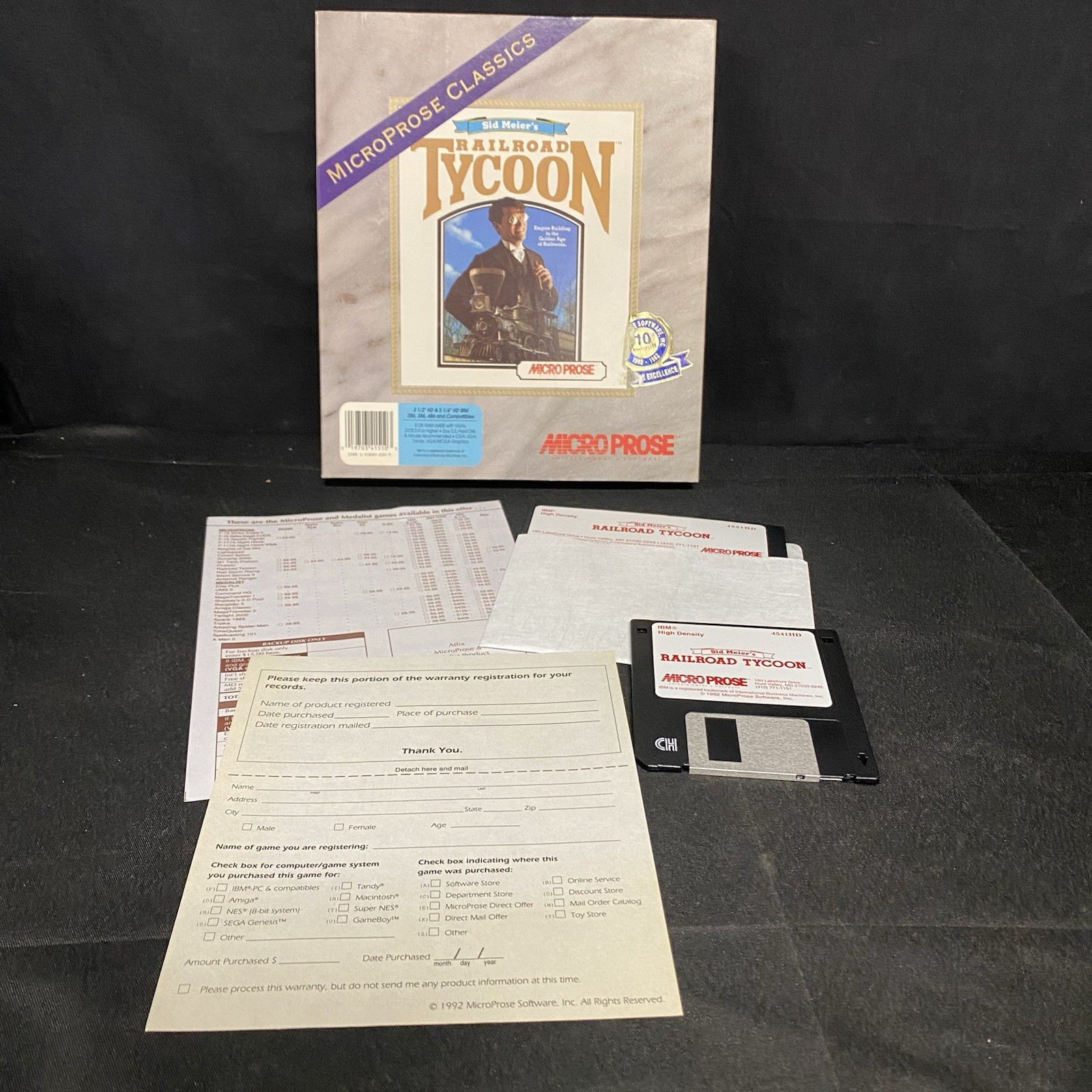 Railroad Tycoon 10th Anniversary MicroProse Classics 3.5\'\' Floppy Big Box