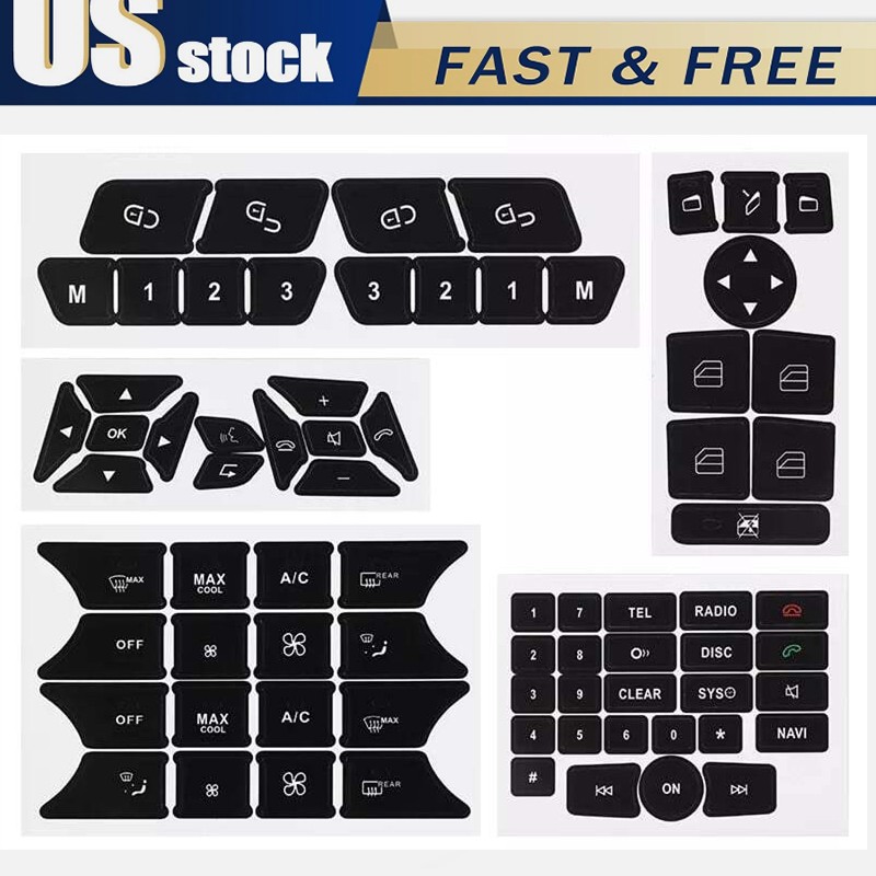 New Button Repair Kit Window Switch Sticker For Mercedes Benz A B ML350 Black