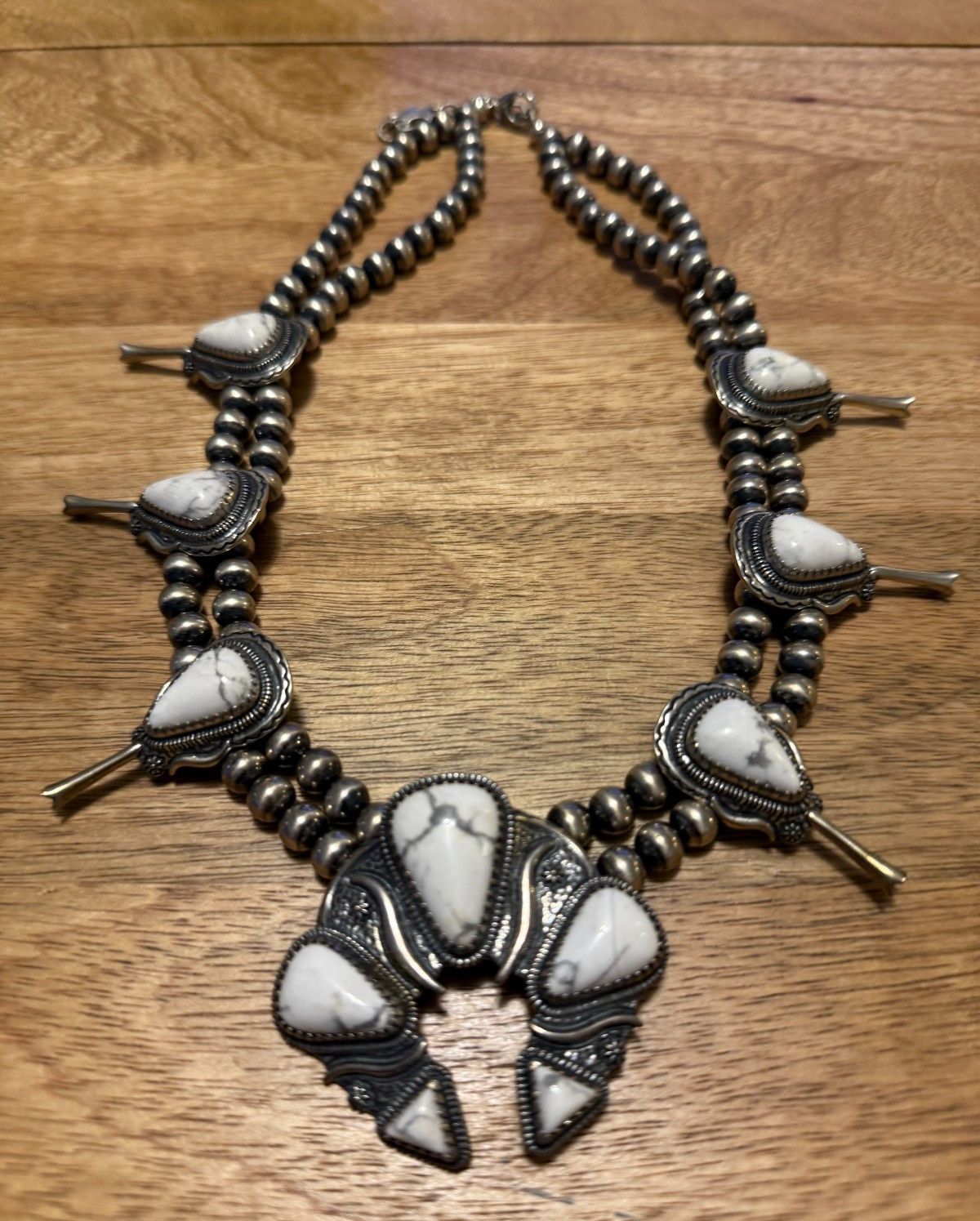 Relios Carolyn Pollack Sterling Silver White Howlite Squash Blossom Necklace