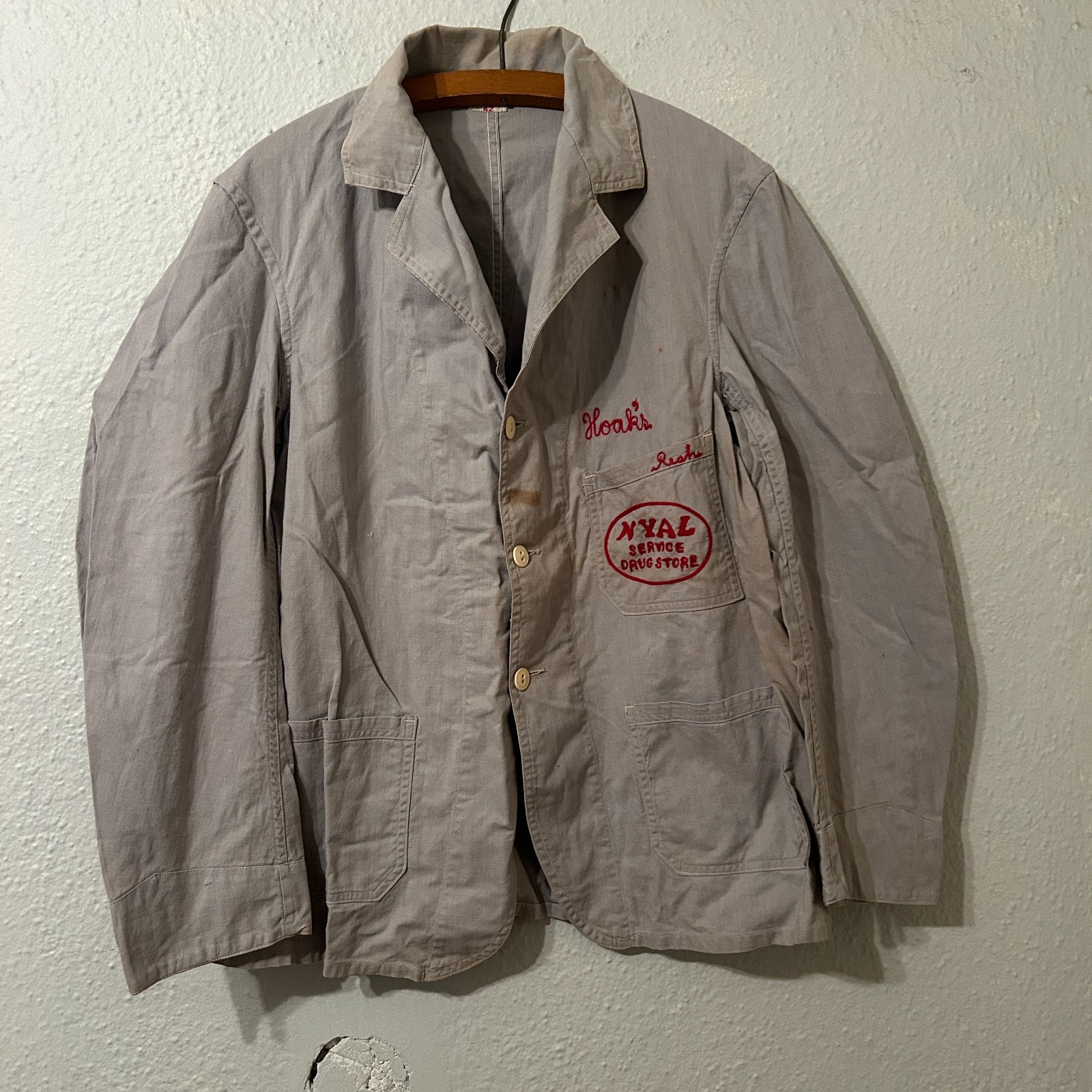 Vtg 40s Kuttnauer Detroit Men 42 Workwear Chore Jacket Chain Stitched Distressed Vtg 40s Kuttnauer Detroit Men 42 Workwear Chore Jacket Chain Stitched Distressed