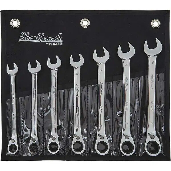 7pc Blackhawk By Proto Reverse Gear Ratcheting Wrench Set 12-PT Metric BW-1407MS