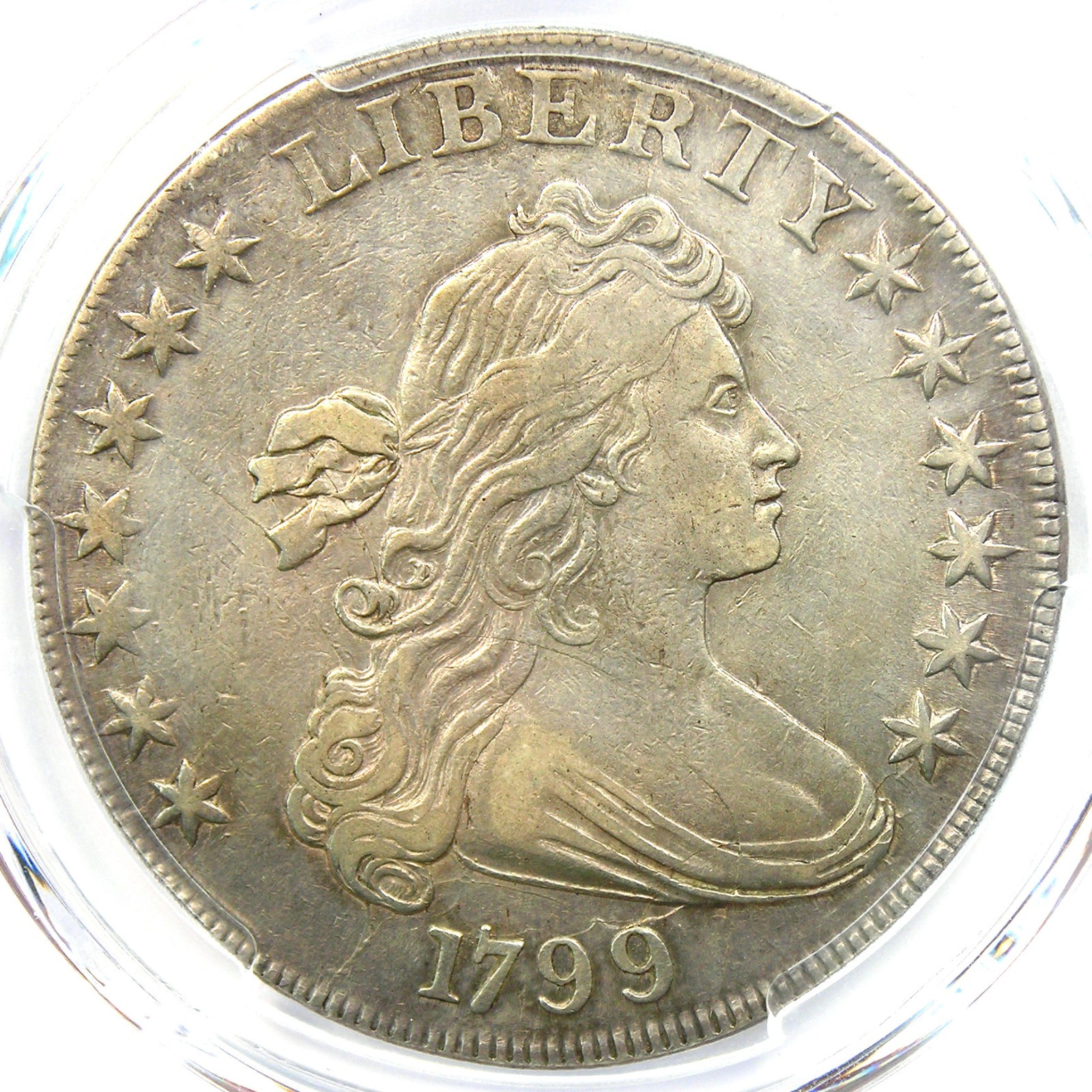 1799 Draped Bust Silver Dollar $1 Rare Coin - Certified PCGS XF Detail (EF)