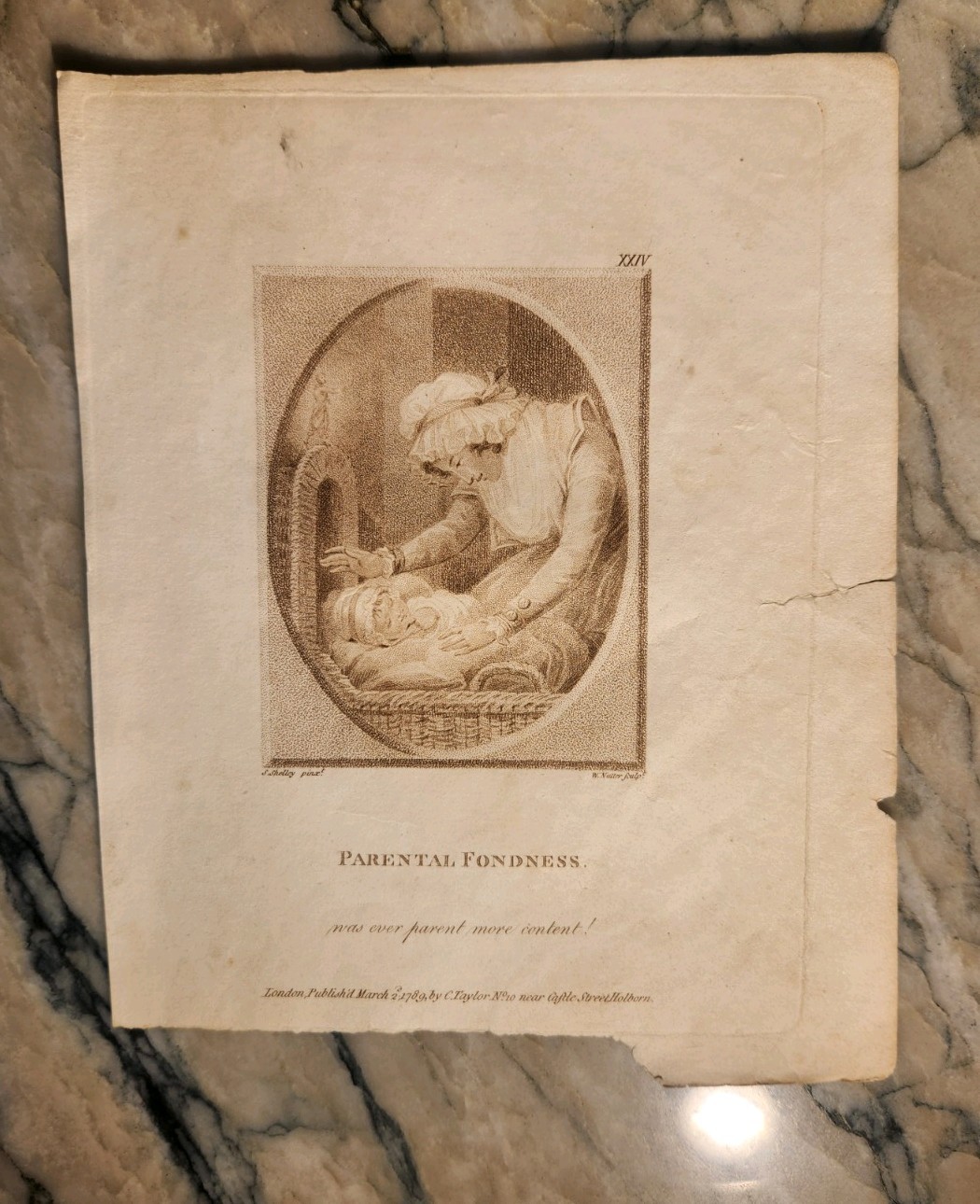 1789 STIPPLE ENGRAVING - London Character Portrait C. Taylor - Parental Fondness