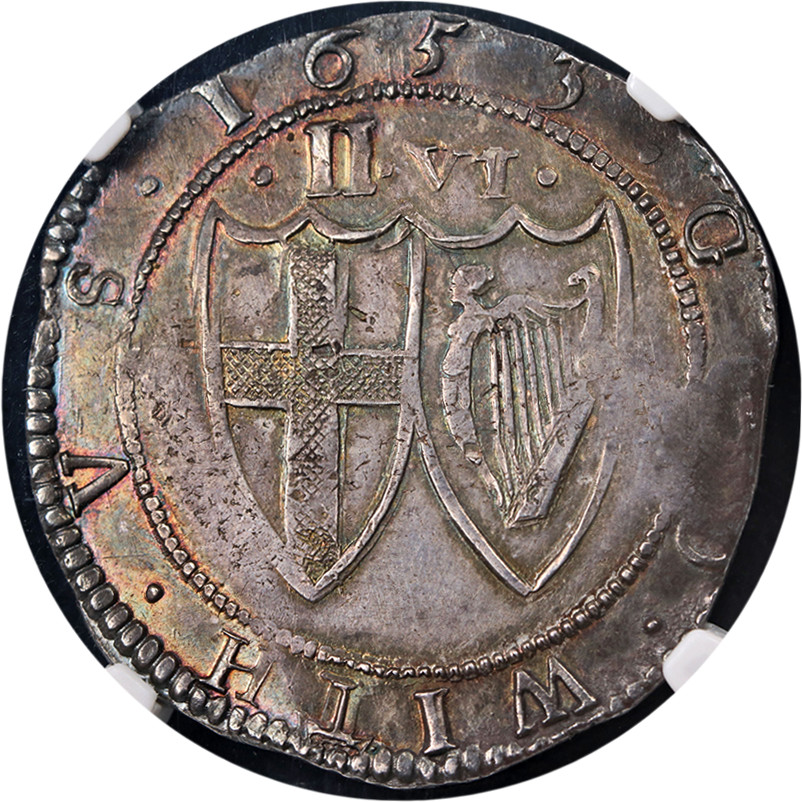 1653 England Half Crown ESC-431 NGC MS63 Nice Eye Appeal Nice Strike