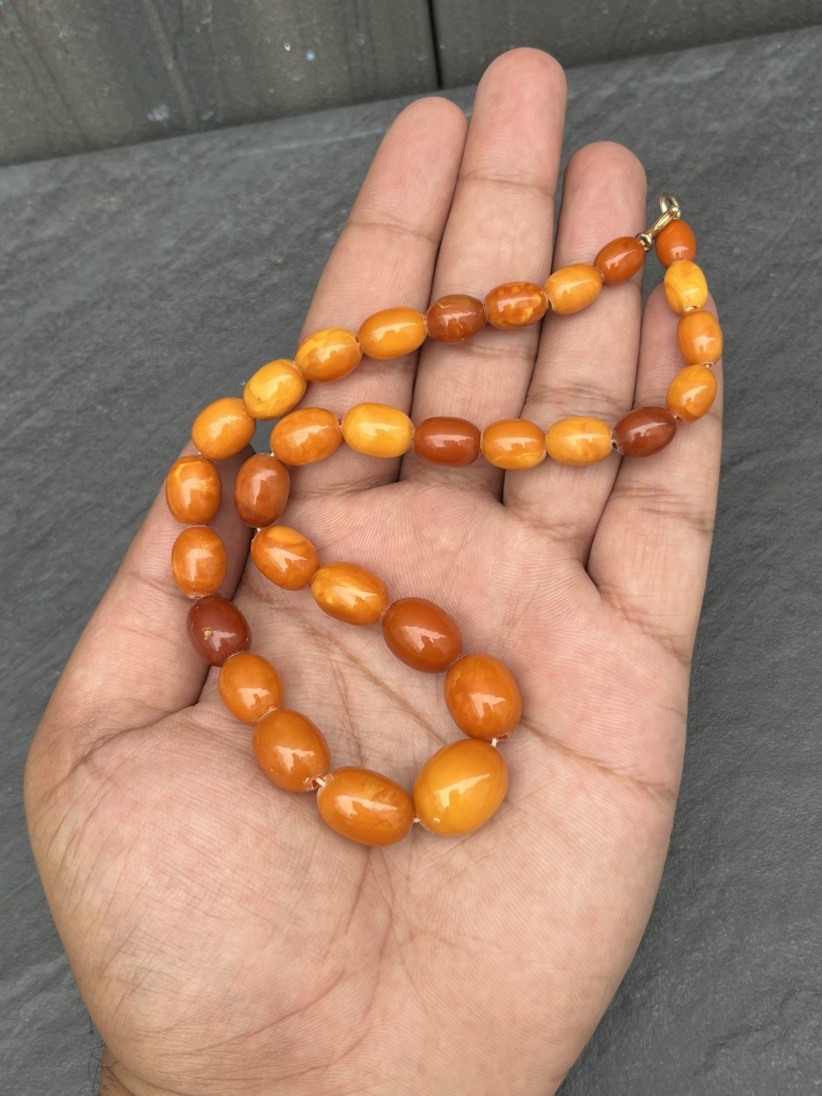Gorgeous Antique Butterscotch Amber Necklace Marbled With Nice Details 😍 Gorgeous Antique Butterscotch Amber Necklace Marbled With Nice Details 😍