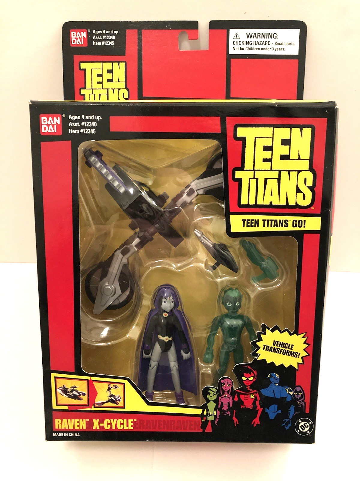 Bandai 2003 Teen Titans Go Raven (Rare Cape Version) X-Cycle Action Figure Pack Bandai 2003 Teen Titans Go Raven (Rare Cape Version) X-Cycle Action Figure Pack
