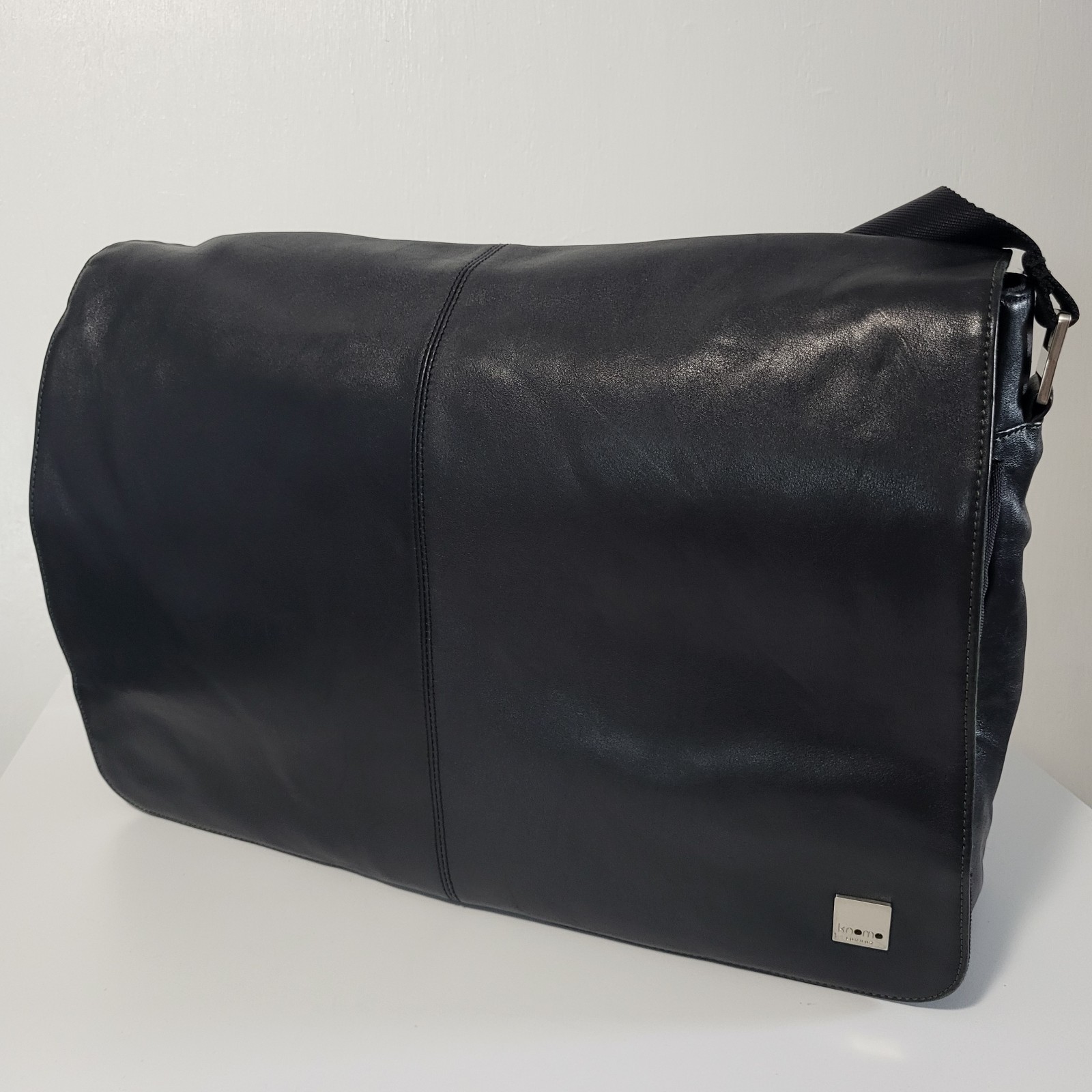 Knomo London Messenger Men\'s Leather & Nylon Laptop Briefcase Shoulder Bag Blac Knomo London Messenger Men\'s Leather & Nylon Laptop Briefcase Shoulder Bag Blac