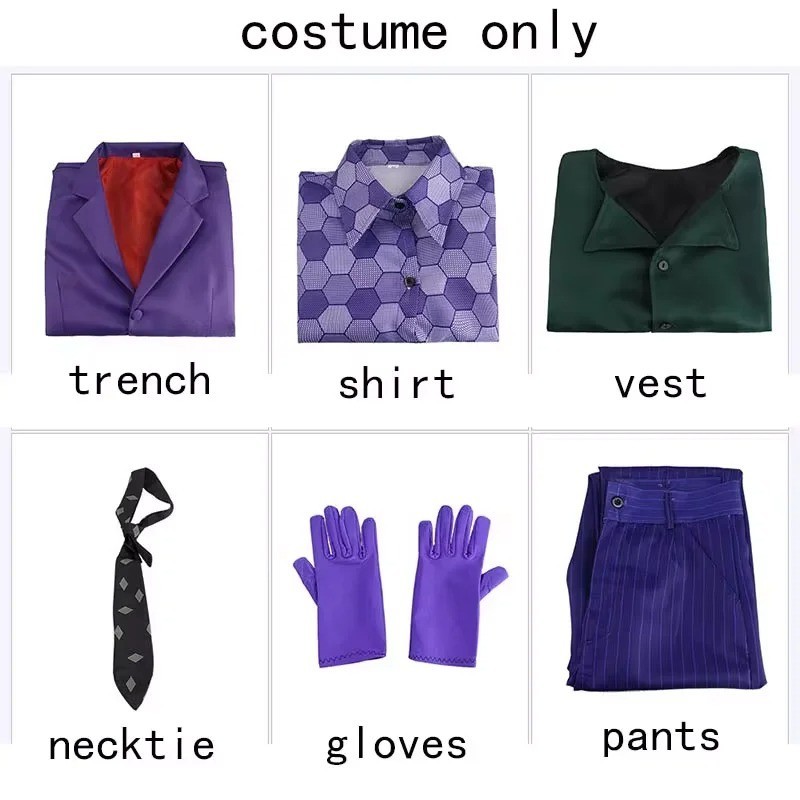 Batman The Dark Knight Joker Cosplay Costume Mens Halloween Party Fancy Outfits Batman The Dark Knight Joker Cosplay Costume Mens Halloween Party Fancy Outfits